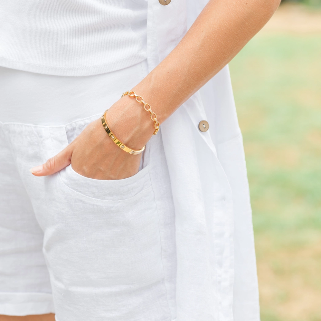 Splendid Iris Water Resistant Sparkle Hinged Bracelet